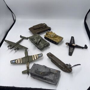 Die-Cast Metal Planes Tanks Lot of 8 Diecast Zylmex Playart unbranded Vintage